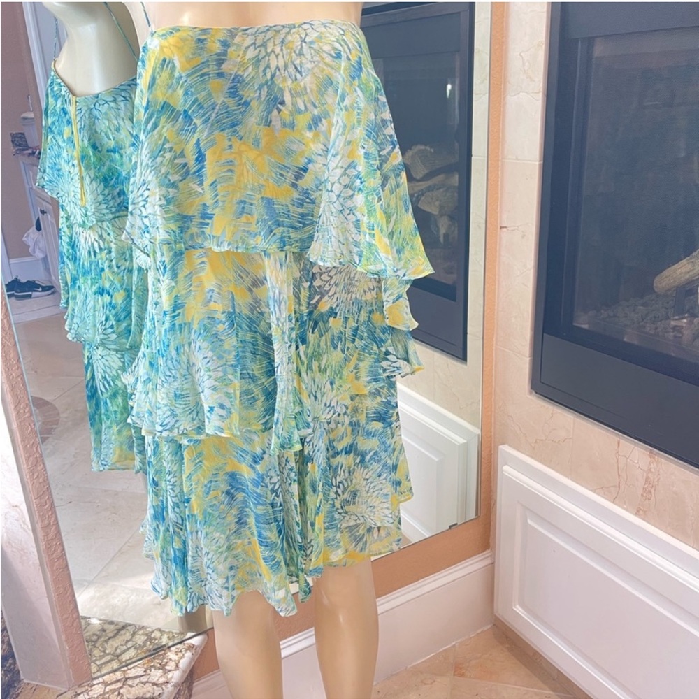 Ali to ruffle tiered silk dress